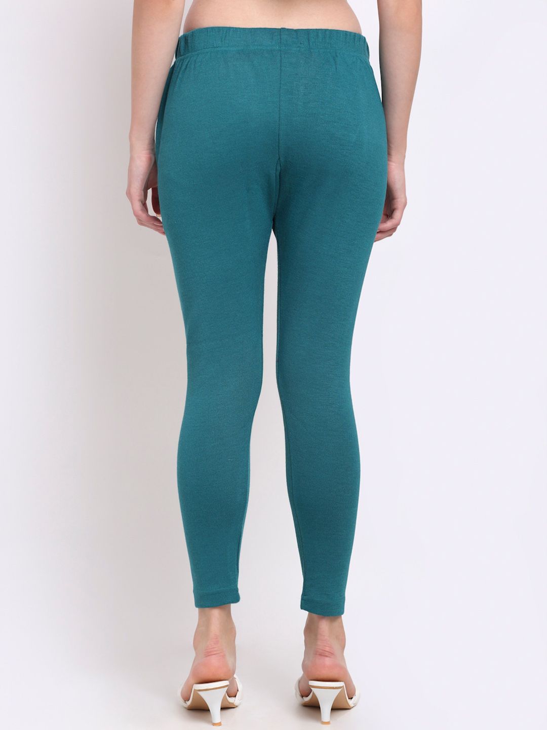 TAG 7 Women Pack Of 2 Solid Turquoise Blue & White Ankle Length Leggings | Grocsy