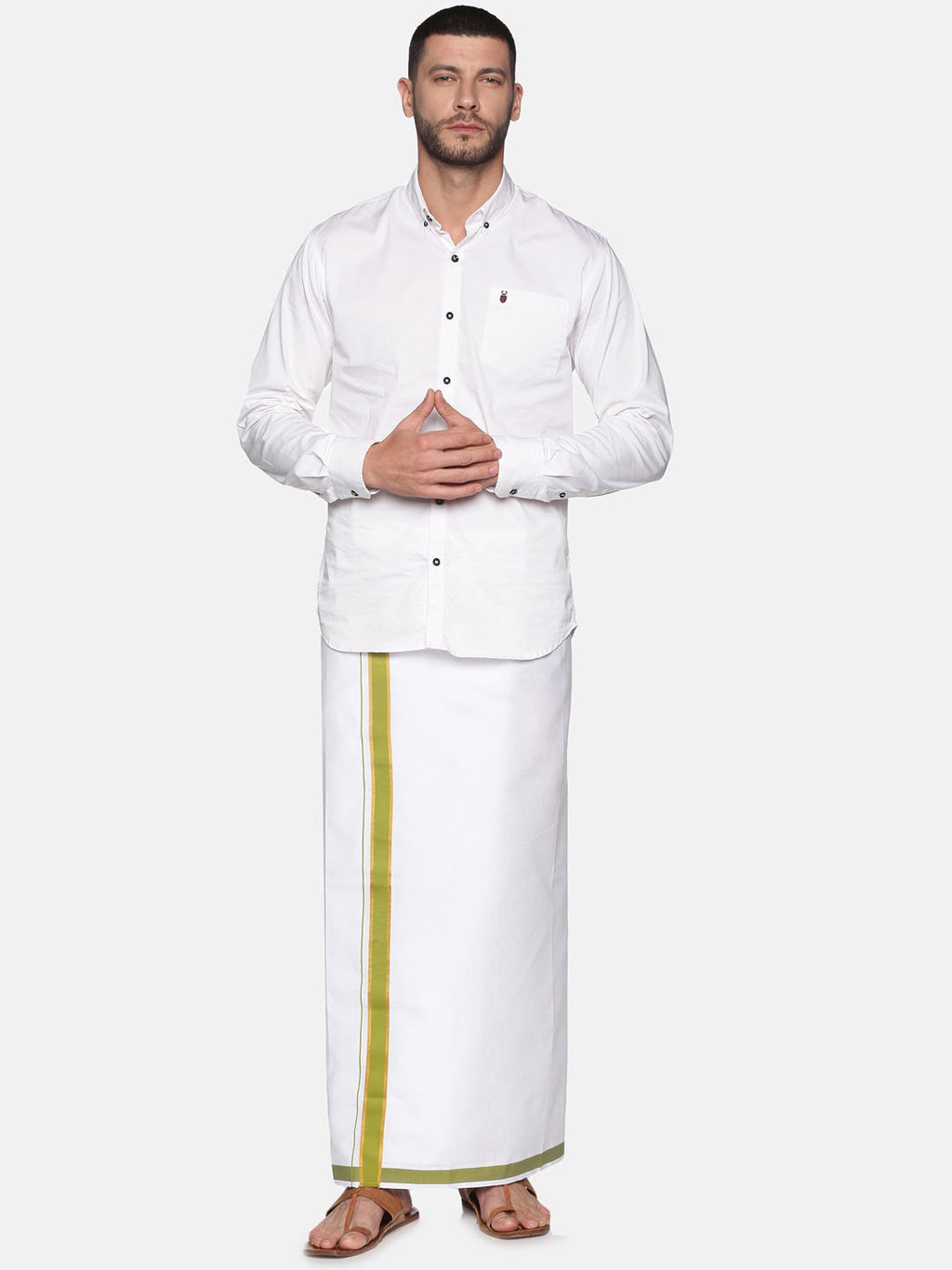 Sethukrishna Men White Solid Cotton Regular Dhoti | Grocsy