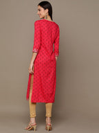 HERE&NOW Ethnic Motifs Printed Sequined Embroidered Straight Kurta | Grocsy