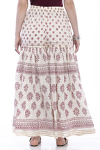 Mominos Fashion Cotton Block Print With Lace Work Off White Magenta Color Prints Palazzo | Grocsy