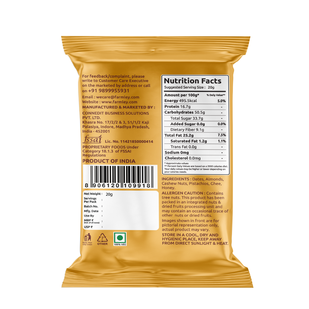 Farmley Date bites pack of 18- All Flavors | Grocsy