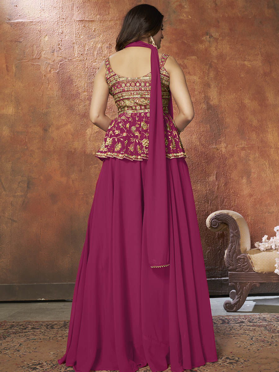 Myra Pink Georgette Embroidered Designer Suit | Grocsy