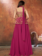 Myra Pink Georgette Embroidered Designer Suit | Grocsy