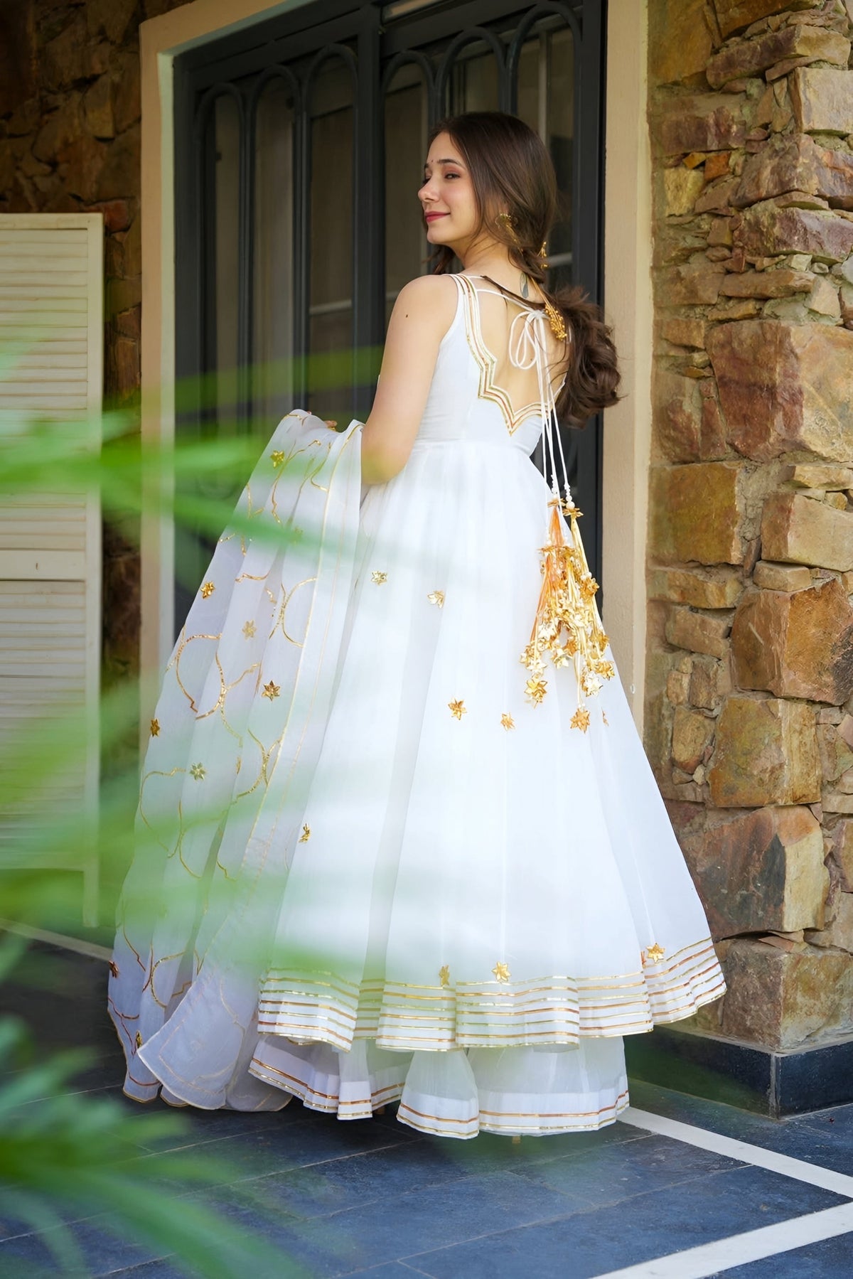 Yash Enterprise White Faux Georgette Party Wear Embroidery Suit Set | Grocsy