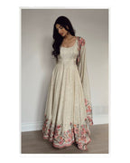 Yash Enterprise Off White Vichitra Silk Embroidery Party Wear Suit | Grocsy