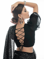 Myra Black Georgette Embroidered Designer  Saree | Grocsy