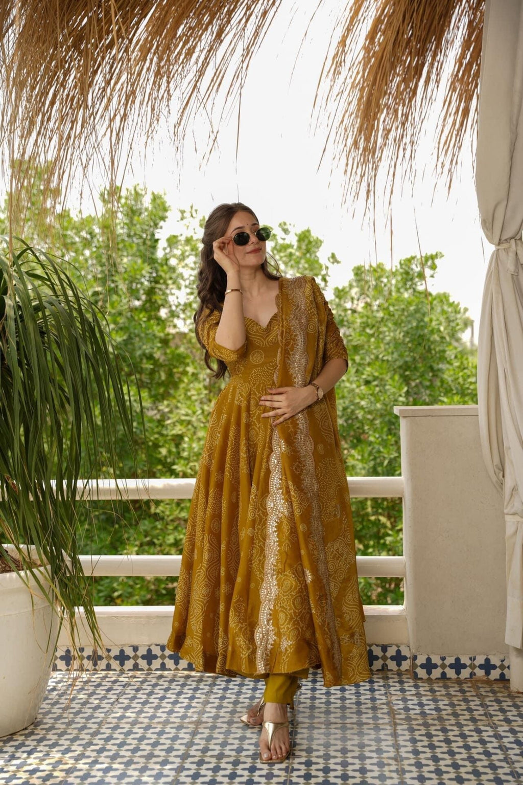 Yash Enterprise Mahendi Maslin Fabric Digital Print Work Party Wear Suit Set | Grocsy