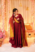 Yash Enterprise Festive Special Chinon Silk Partywear Designer Gown With Palazzo & Dupatta Set | Grocsy