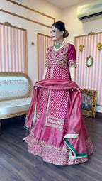 Yash Enterprise Pink Chinon Silk Party Wear Embroidery Suit Set | Grocsy