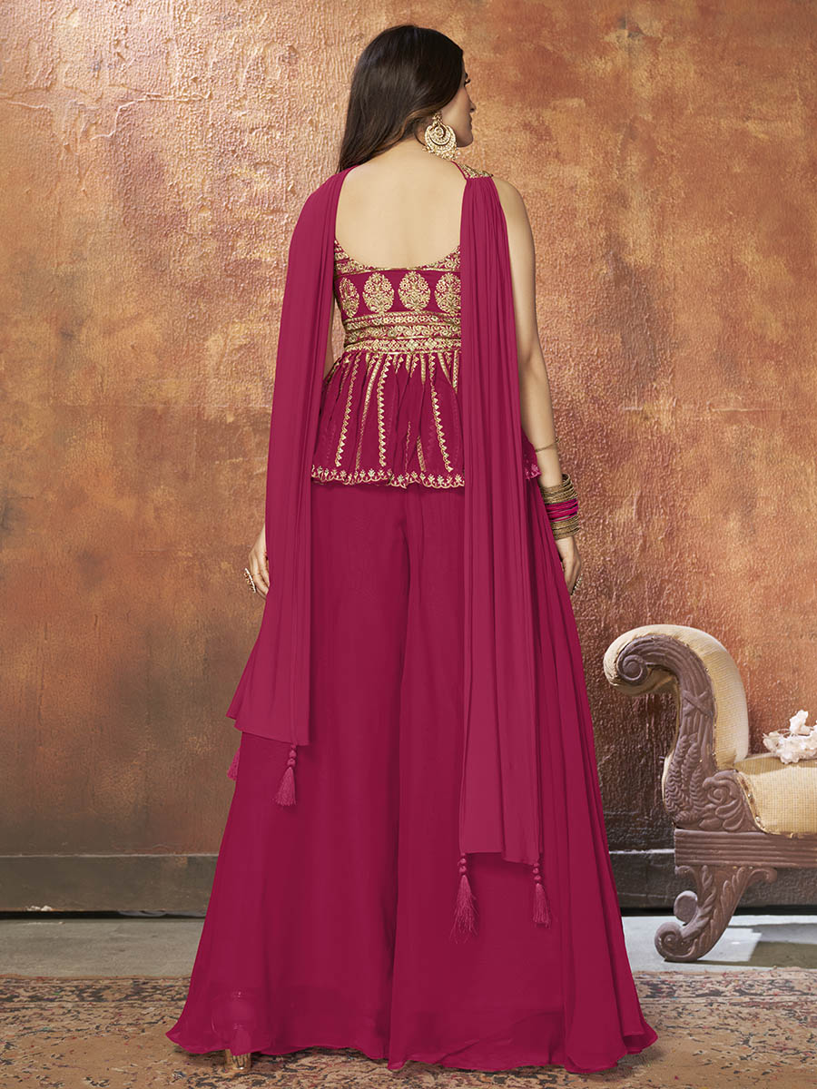 Myra Pink Georgette Embroidered Designer Suit | Grocsy