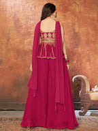 Myra Pink Georgette Embroidered Designer Suit | Grocsy