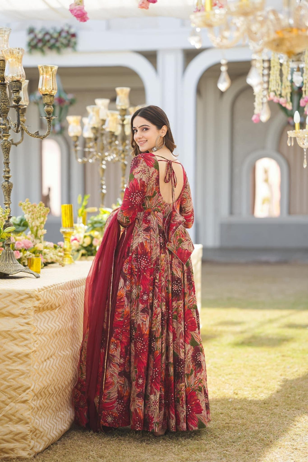 Yash Enterprise Multicolor Georgette Salwar Suit Floral Printed And Sequin Embroidery | Grocsy