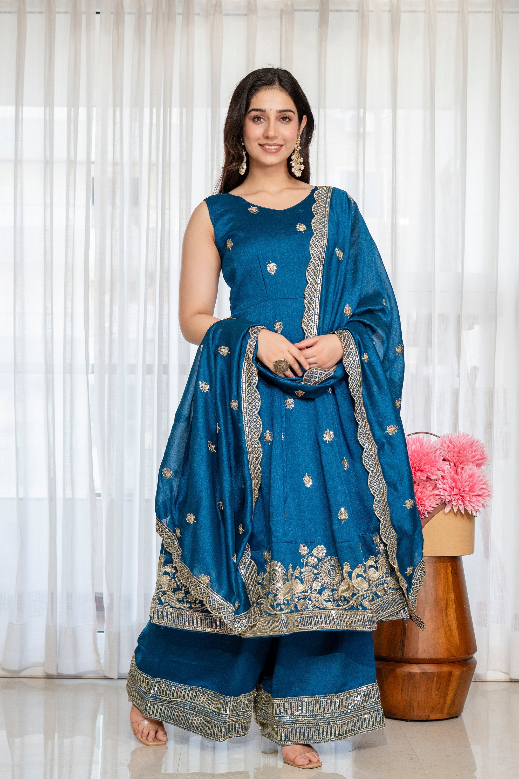 Yash Enterprise Rama Simmar Silk Party Wear Embroidery Suit Set | Grocsy
