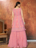Myra Pink Georgette Embroidered Designer Suit | Grocsy