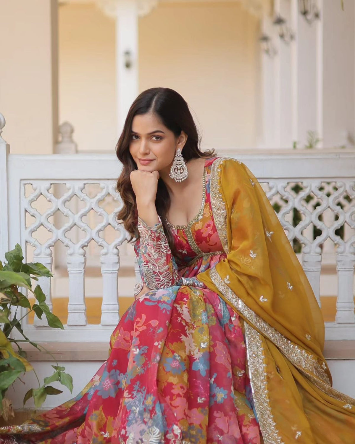 Yash Enterprise Pink Faux Georgette With Digital Print Kurti And Dupatta Only | Grocsy