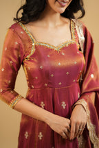 Yash Enterprise Light Orange Cosmo Silk Embroidery Suit Set | Grocsy