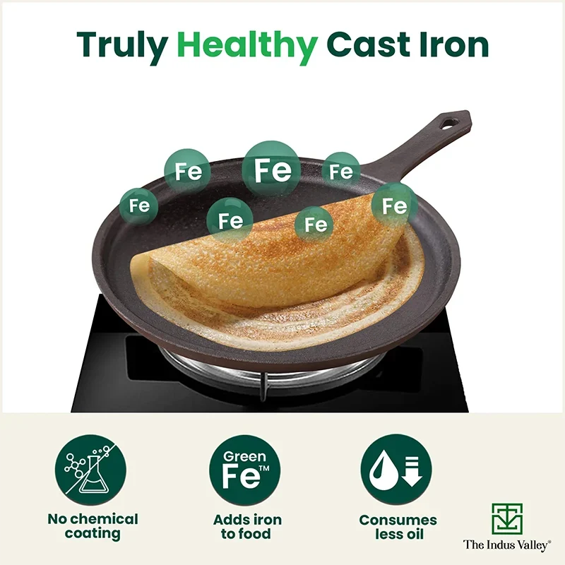 The Indus Valley CASTrong Cast Iron Cookware Set: Tawa + Kadai, Kitchen Set for Home, Pre-seasoned, 100% Pure, Toxin-free, Induction | Grocsy