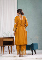 Yash Enterprise Gold Chinnon Silk Embroidery Party Wear Suit Set | Grocsy