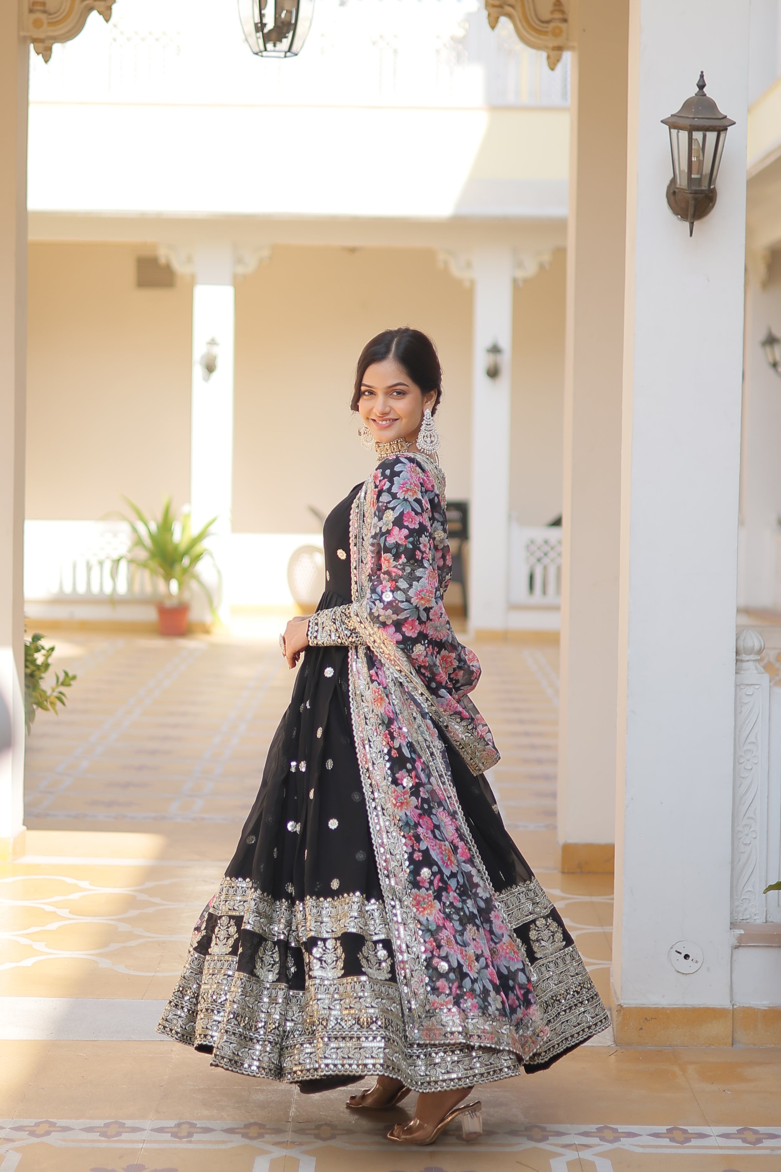 Yash Enterprise Black Georgette Embroidery Work Stiched Suit | Grocsy