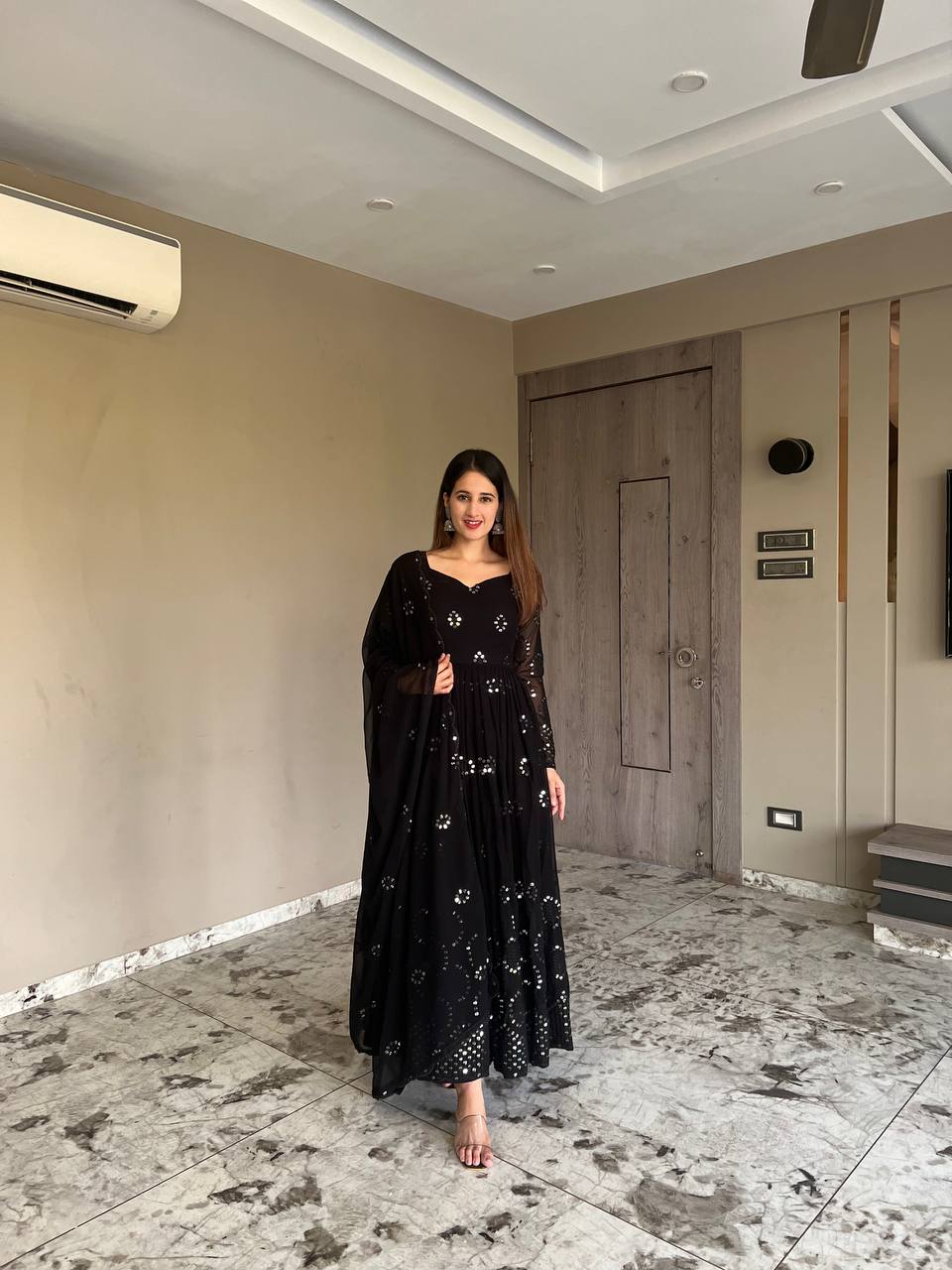 Yash Enterprise Black Georgette Anarkali Suit In New Fancy Style | Grocsy