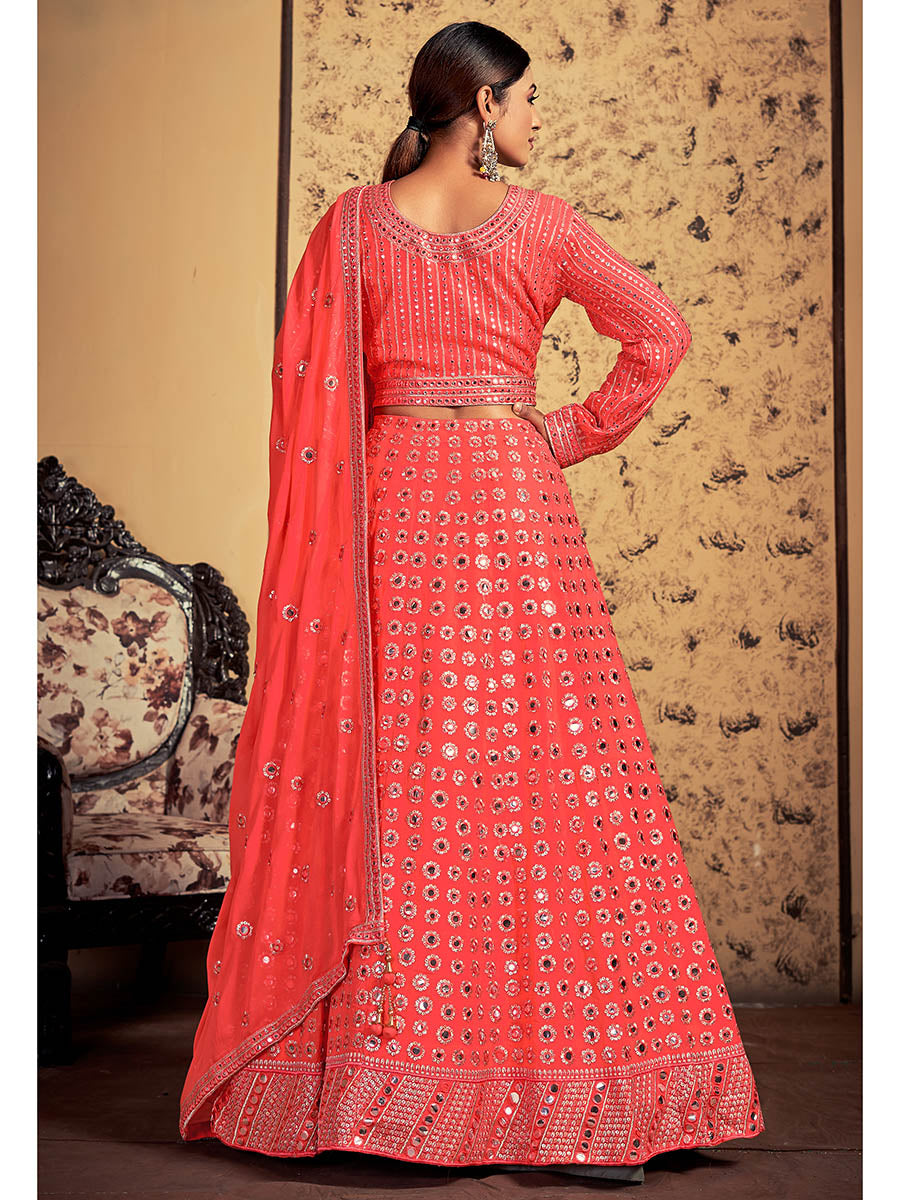 Myra Neon Art Silk Heavy Embroidered Designer Lehenga | Grocsy