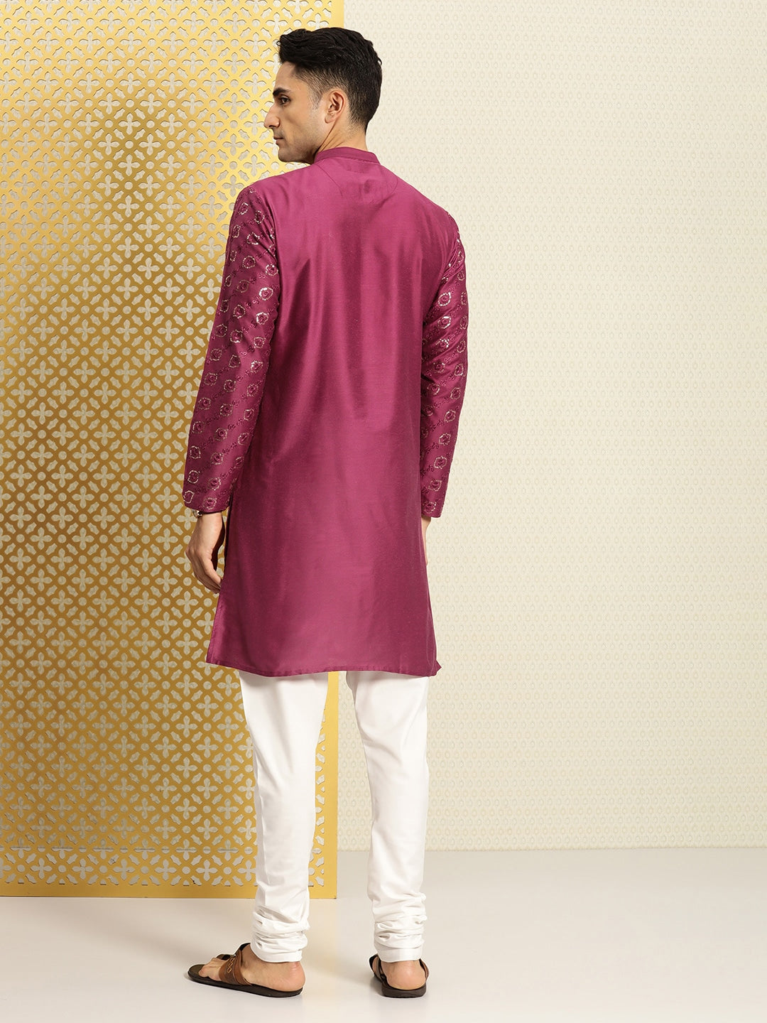 House of Pataudi Jashn Ethnic Motifs Yoke Design Sequinned Kurta | Grocsy