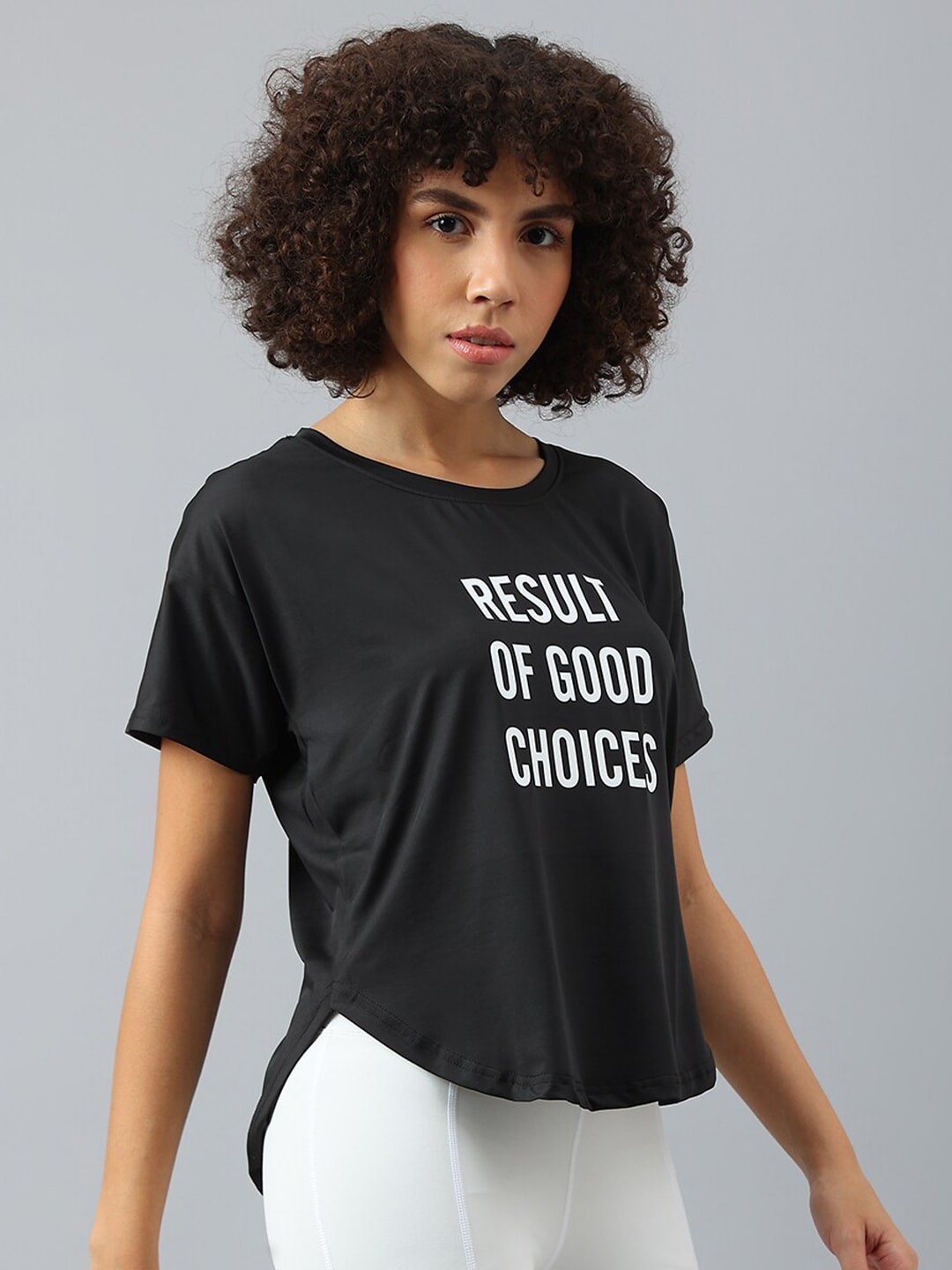 MKH Women Typography Printed Dri-FIT Sports T-shirt | Grocsy
