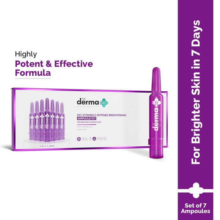 The Derma Co 15% Vitamin C Intense Brightening Ampoule Kit | Grocsy