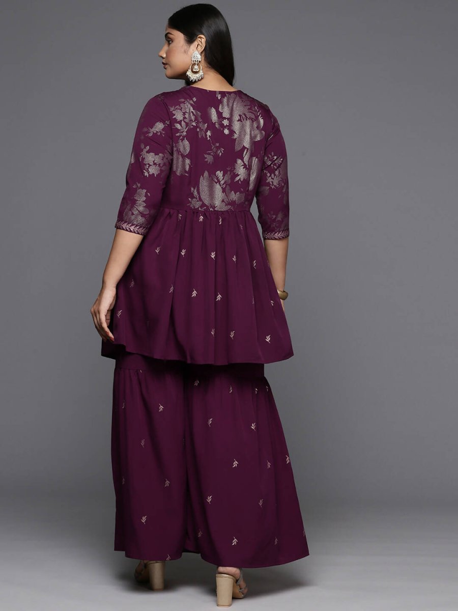 Ahalyaa Women's Traditional Wear Co-ords - Burgundy | Grocsy