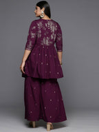 Ahalyaa Women's Traditional Wear Co-ords - Burgundy | Grocsy