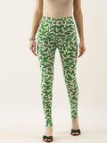 Souchii White & Green Printed Ankle-Length Leggings | Grocsy