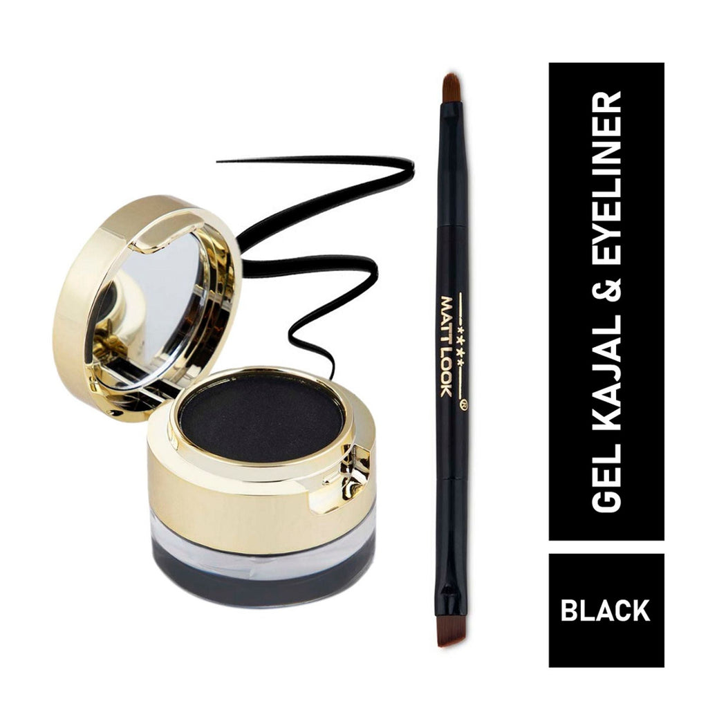 Matt Look Fashion Eye Makeup 24Hr Stay Gel Kajal & Cake Eyeliner - Black | Grocsy