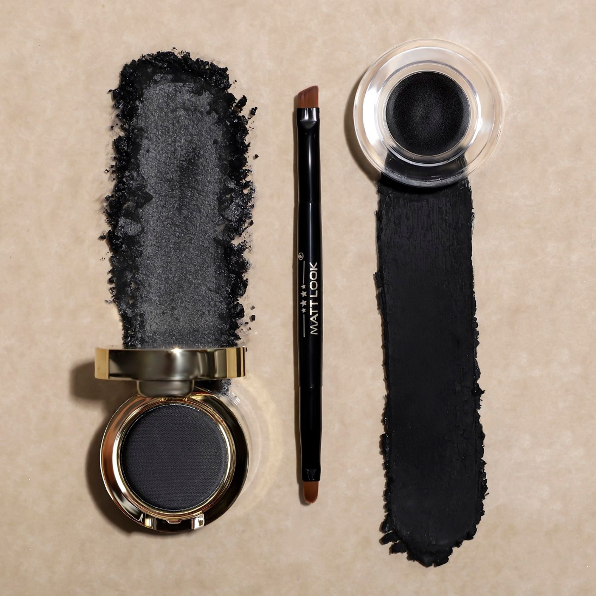 Matt Look Fashion Eye Makeup 24Hr Stay Gel Kajal & Cake Eyeliner - Black | Grocsy