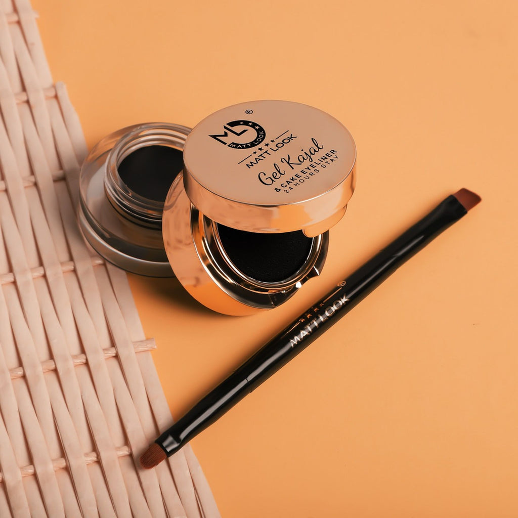 Matt Look Fashion Eye Makeup 24Hr Stay Gel Kajal & Cake Eyeliner - Black | Grocsy
