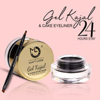 Matt Look Fashion Eye Makeup 24Hr Stay Gel Kajal & Cake Eyeliner - Black | Grocsy