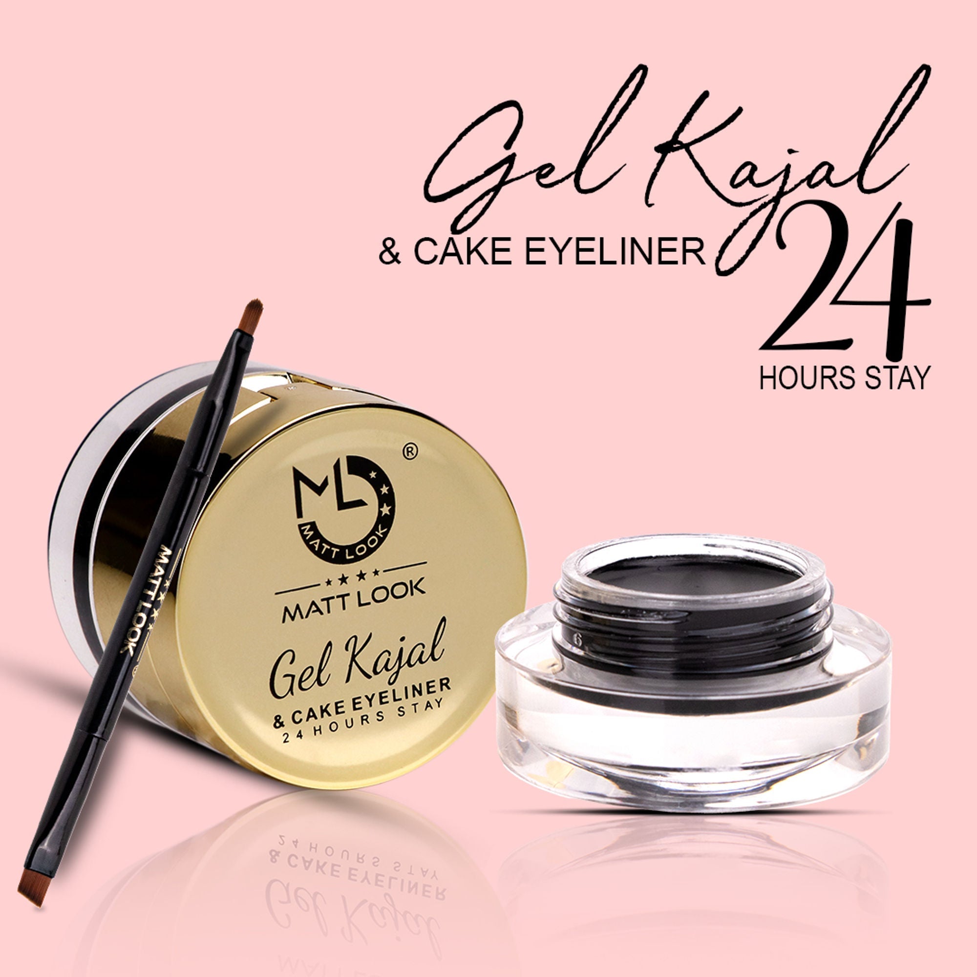 Matt Look Fashion Eye Makeup 24Hr Stay Gel Kajal & Cake Eyeliner - Black | Grocsy