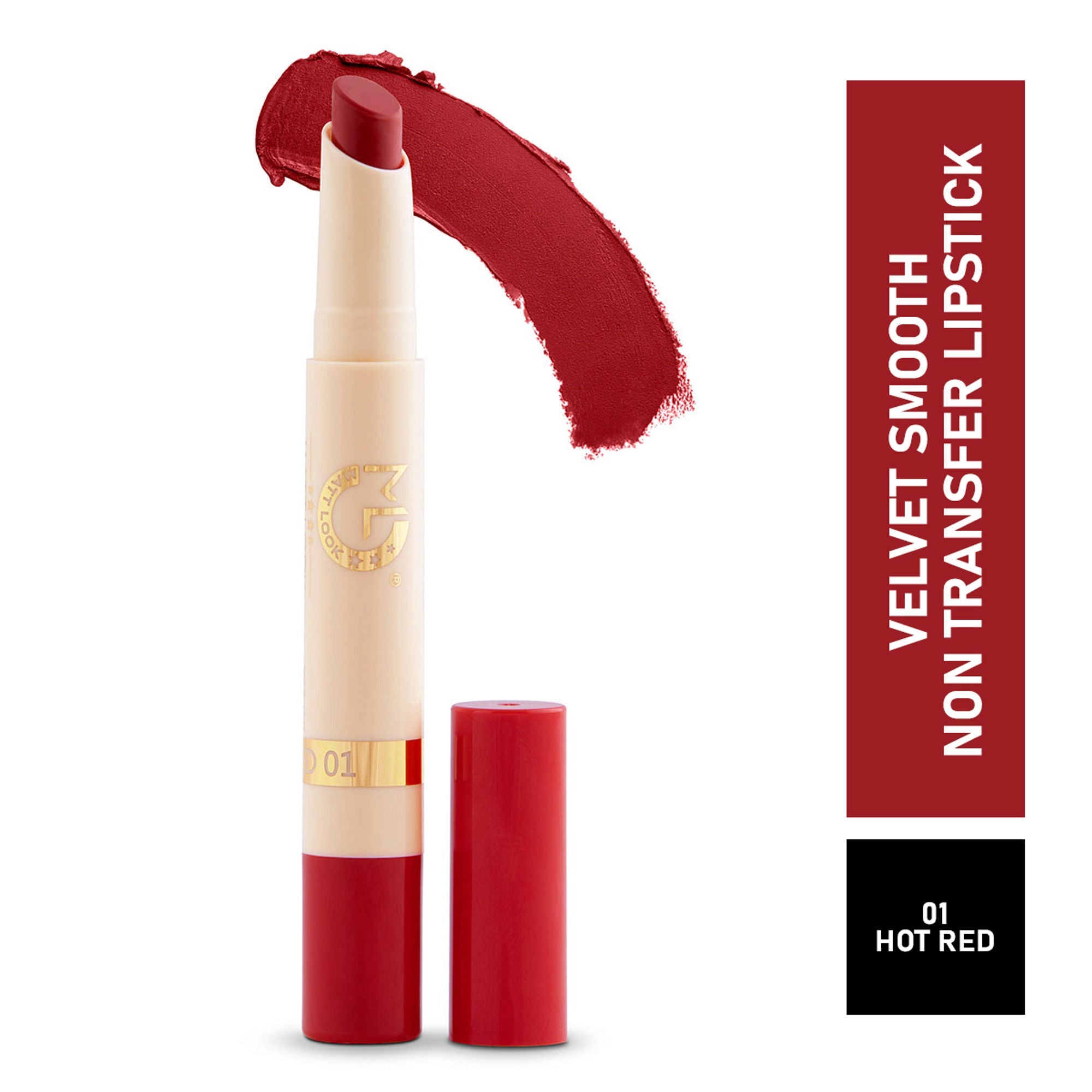 Matt Look Velvet Smooth Non Transfer Lipstick - Hot Red | Grocsy