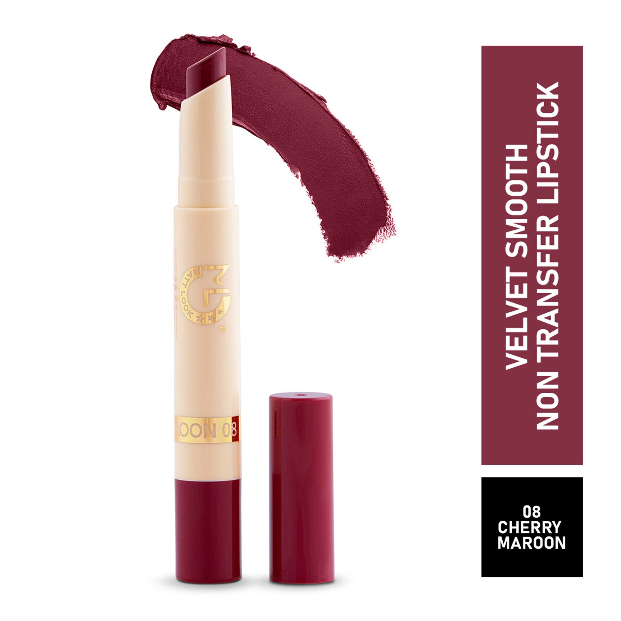 Matt Look Velvet Smooth Non Transfer Lipstick - Cherry Maroon | Grocsy