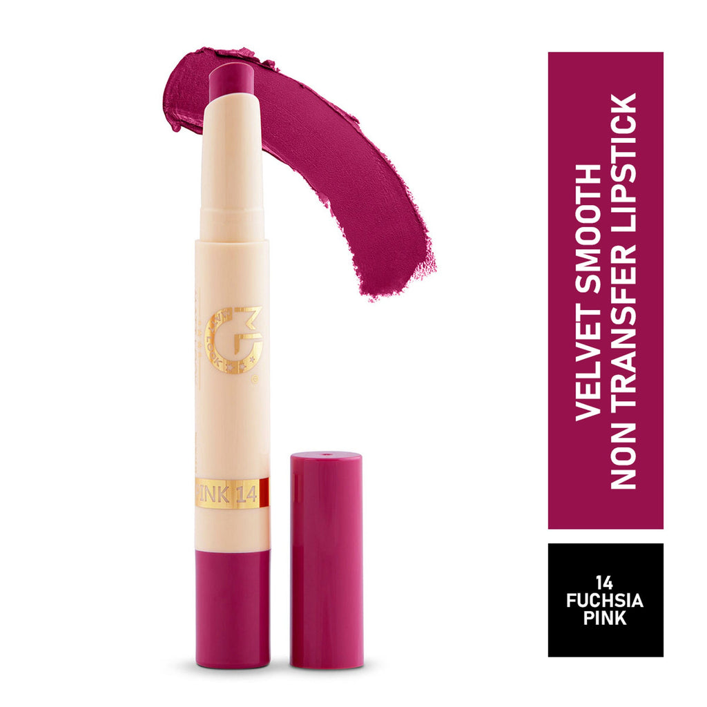 Matt Look Velvet Smooth Non Transfer Lipstick - Fushcia Pink | Grocsy