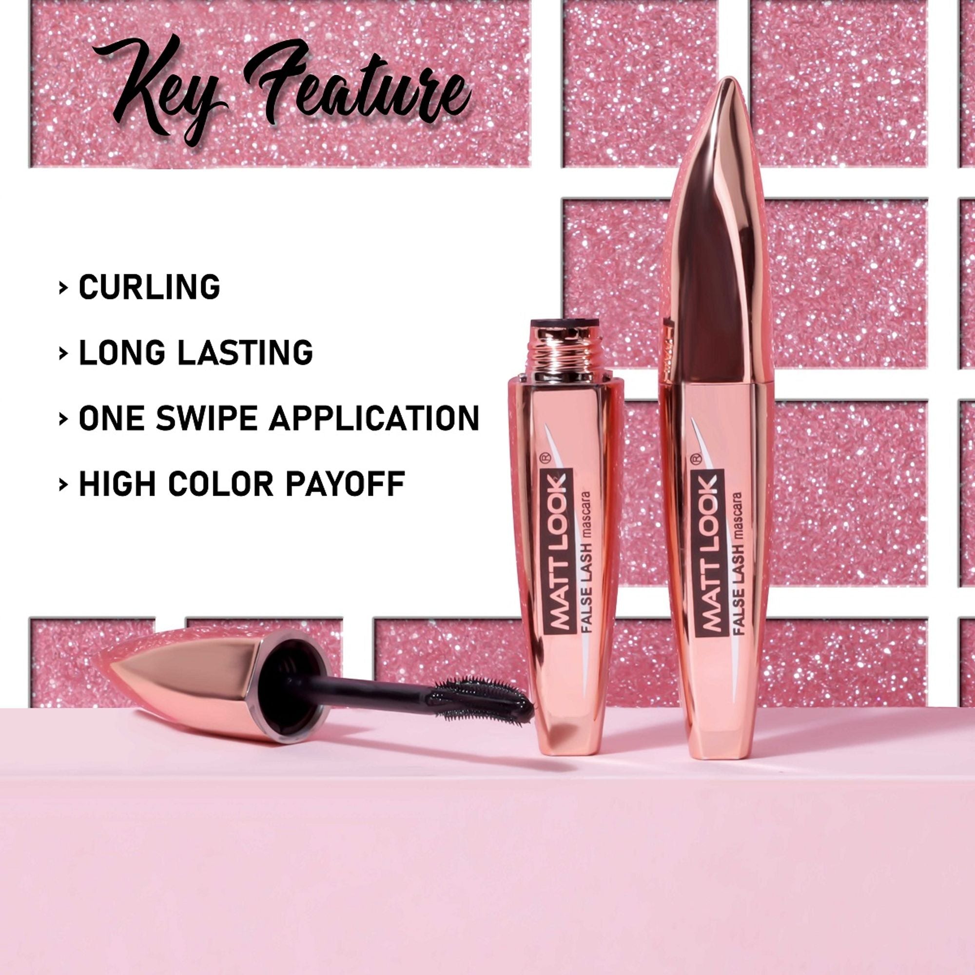 Matt Look Eye Makeup Curl & Volume Waterproof False Lash Mascara - Black | Grocsy