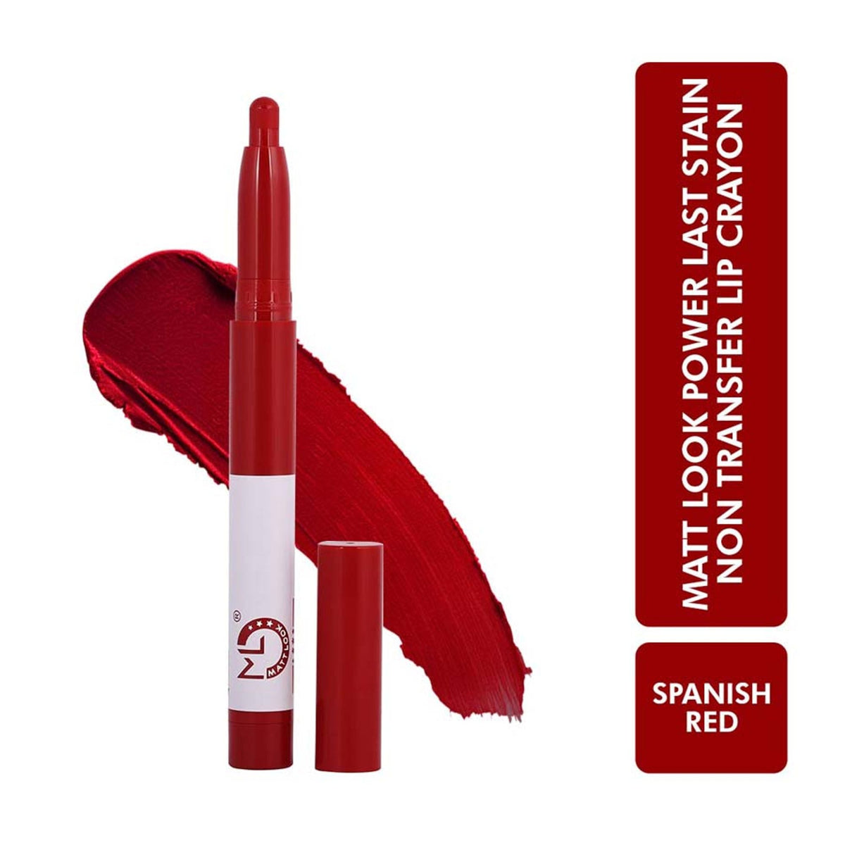 Matt Look Power Last Lip Stain Crayon Lipstick - Spanish Red | Grocsy
