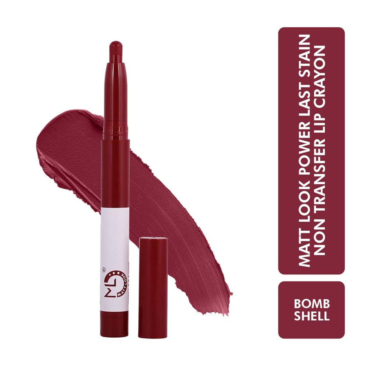 Matt Look Power Last Lip Stain Crayon Lipstick - Bomb Shell | Grocsy