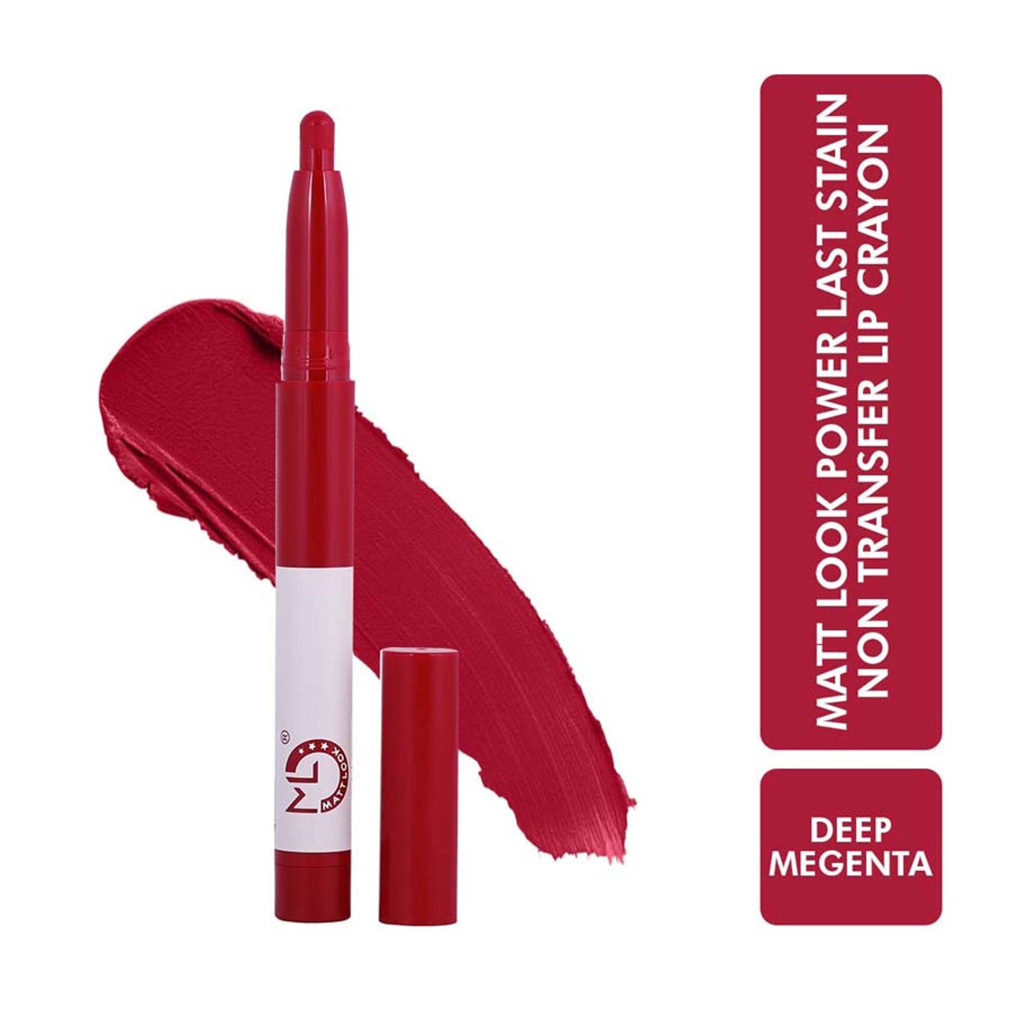 Matt Look Power Last Lip Stain Crayon Lipstick - Deep Magenta | Grocsy