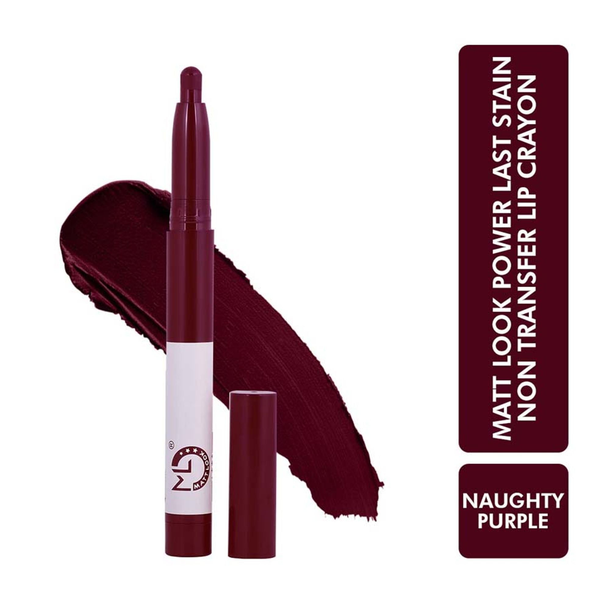 Matt Look Power Last Lip Stain Crayon Lipstick - Naughty Purple | Grocsy