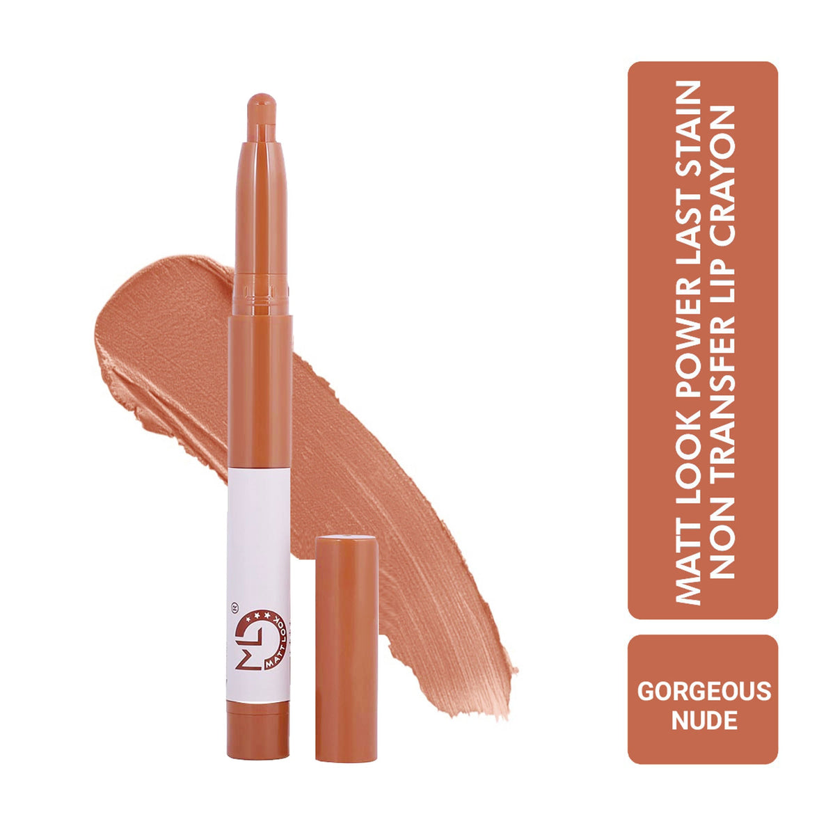 Matt Look Power Last Lip Stain Crayon Lipstick - Gorgeous Nude | Grocsy