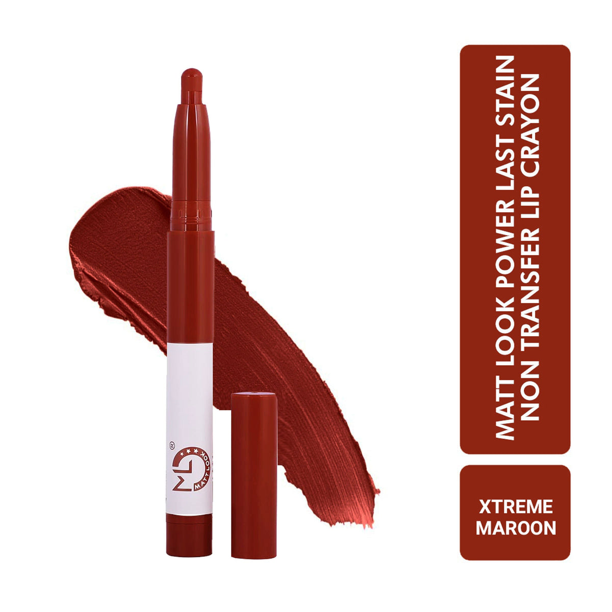 Matt Look Power Last Lip Stain Crayon Lipstick - Xtreme Maroon | Grocsy