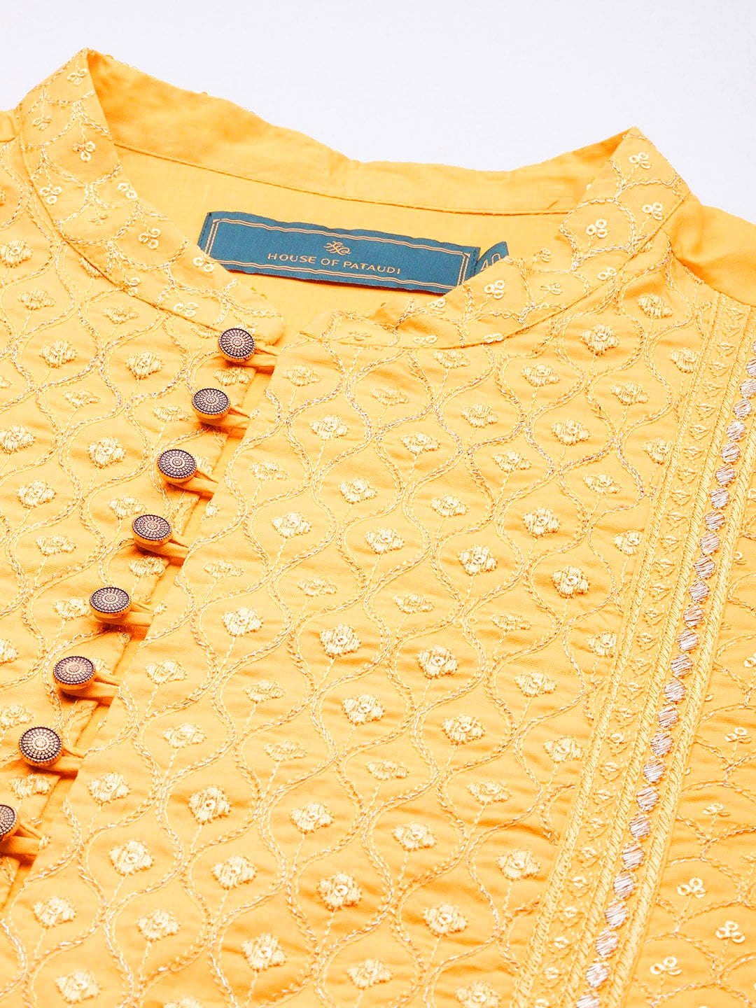 House of Pataudi Jashn Sequinned Embroidered Straight Kurta | Grocsy