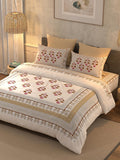 BELLA CASA Grey & Maroon Printed 350 TC Cotton King Bedsheet With 2 Pillow Covers | Grocsy