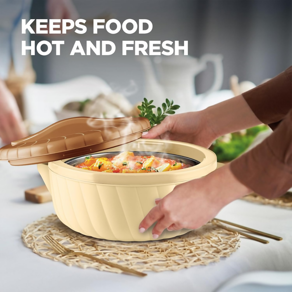 Milton Flora 1500 Insulated Inner Steel Casserole - Silky Cream | Grocsy