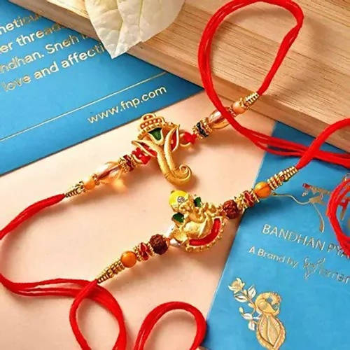2 Ganesha Gajmukh Rakhi & Assorted Cashew | Grocsy